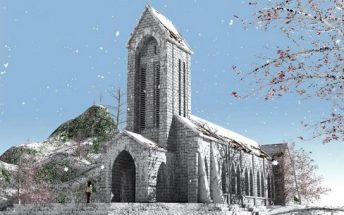 Nhà thờ cổ Sapa mùa hoa Đào